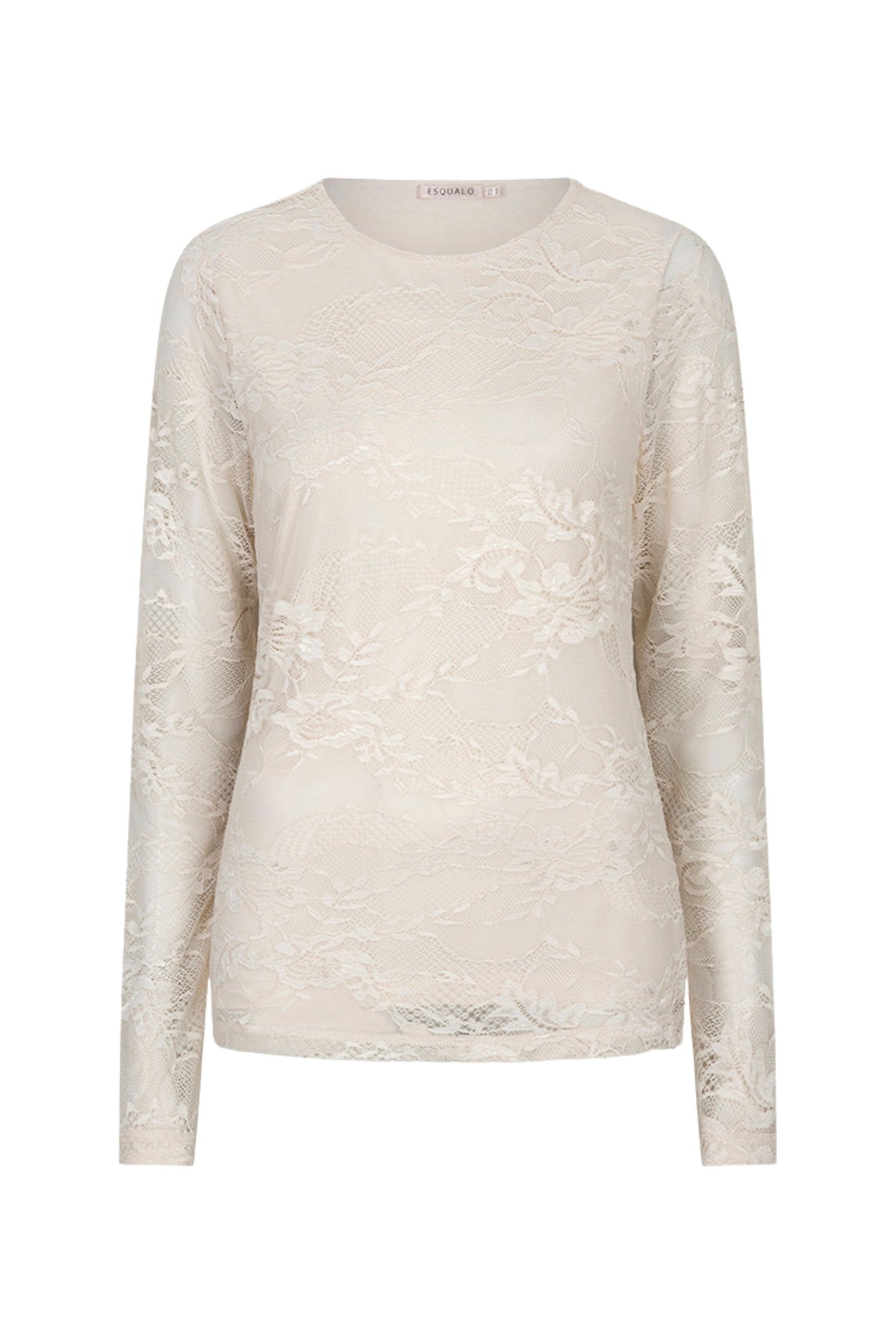 Lichte kanten top van EsQualo in vanilla kleur, met fijne details en elegante stijl, geschikt voor dames.