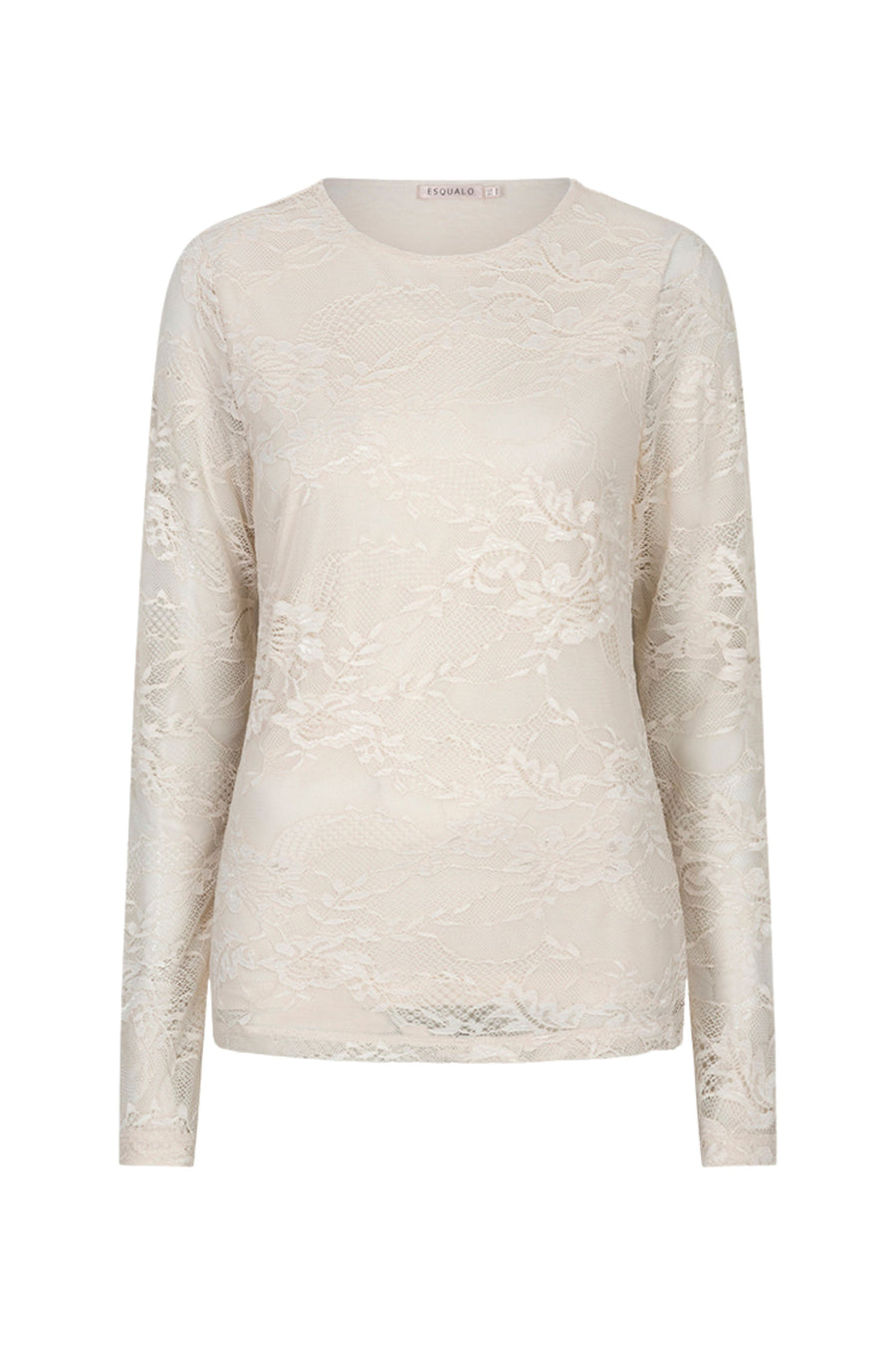 Lichte kanten top van EsQualo in vanilla kleur, met fijne details en elegante stijl, geschikt voor dames.