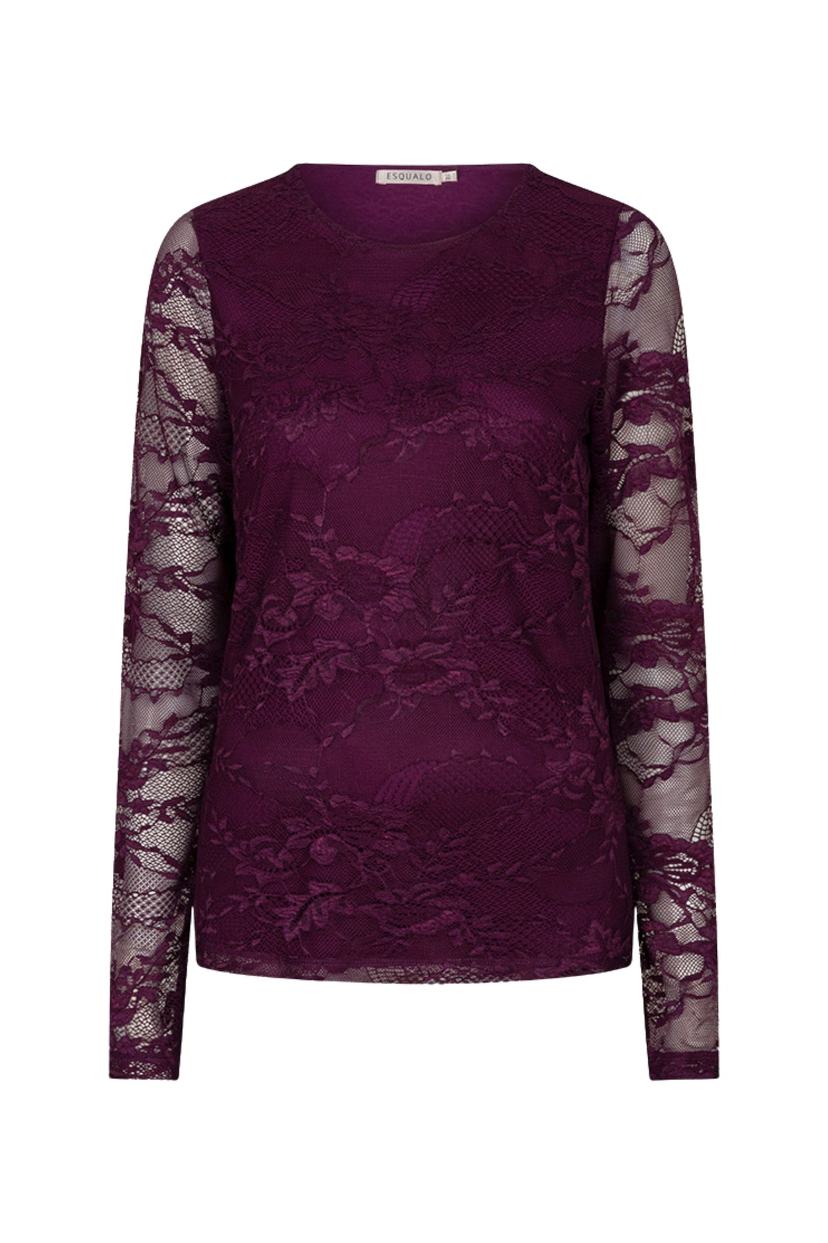 Linnen top met kant van EsQualo, model Monique, wit met delicate kantdetails en comfortabel fit, perfect voor zomerse dagen