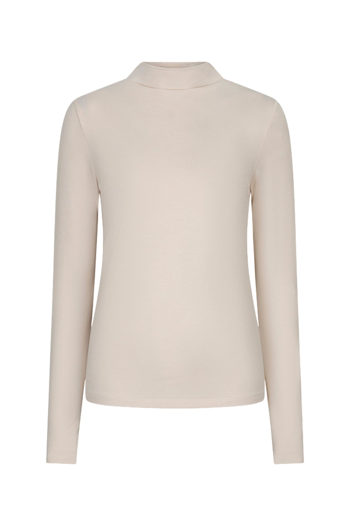 EsQualo Top Turtle Basic Vanilla W26.30716, wit top met turtle-ontwerp en ronde hals, op een model gedragen.