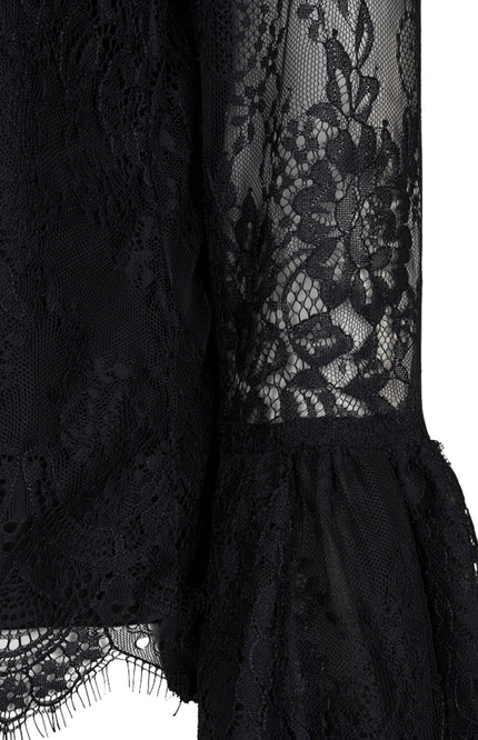 Blouse Trumpet Sleeve Lace Black W26.28708
