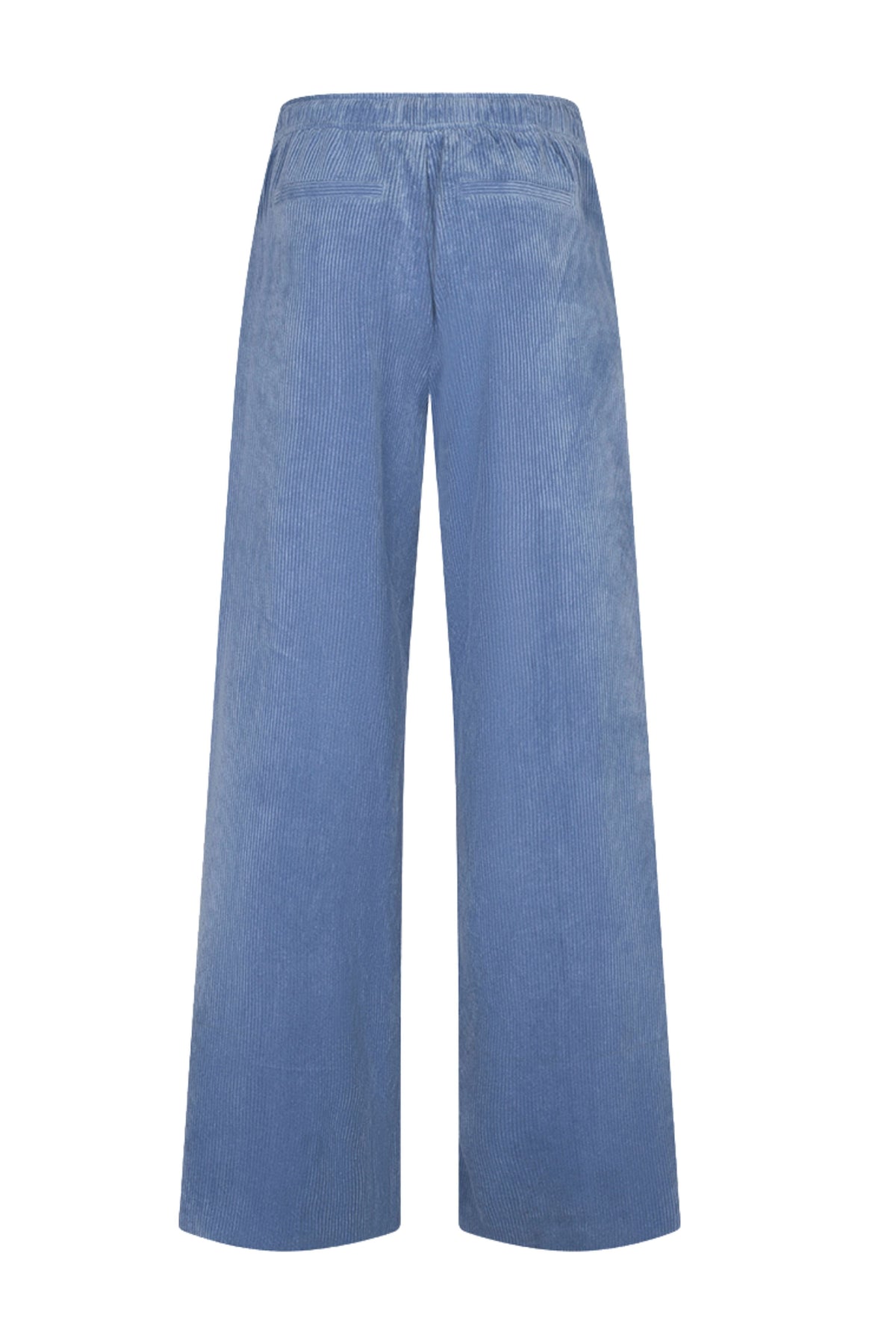 Donkerblauwe ribcord wide leg broek van EsQualo, model Monique, W26.28705, met losse pasvorm en comfortabele uitstraling
