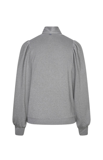 Blouse Bow Wide Sleeve Lurex Stretch Silver W26.28704