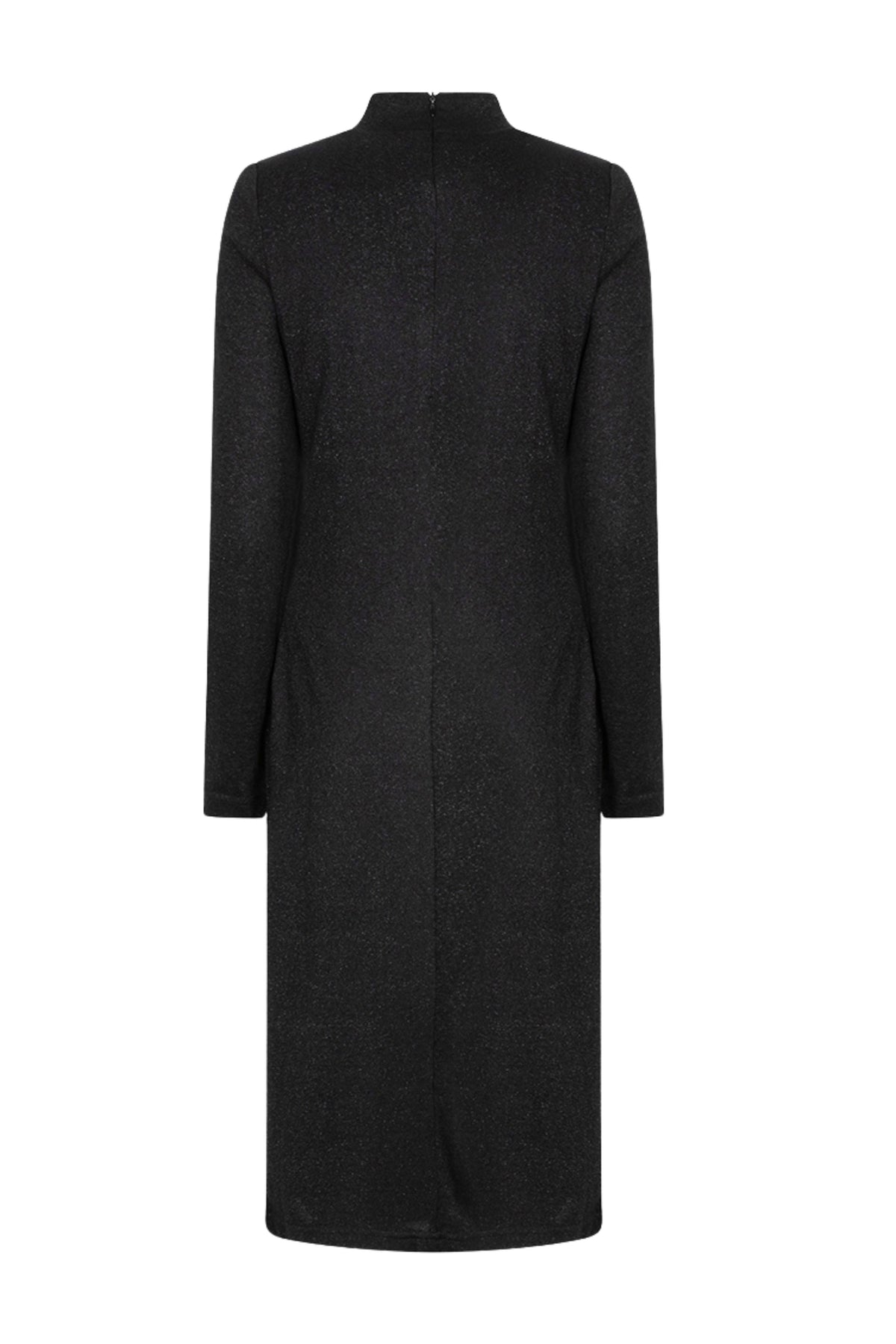 Zwarte stretch jurk met lurex van EsQualo, korte mouwen en een elegante, gestikte afwerking, geschikt voor speciale gelegenheden