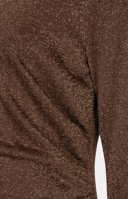 Jurk Gathering Lurex Stretch Coffee W26.28701