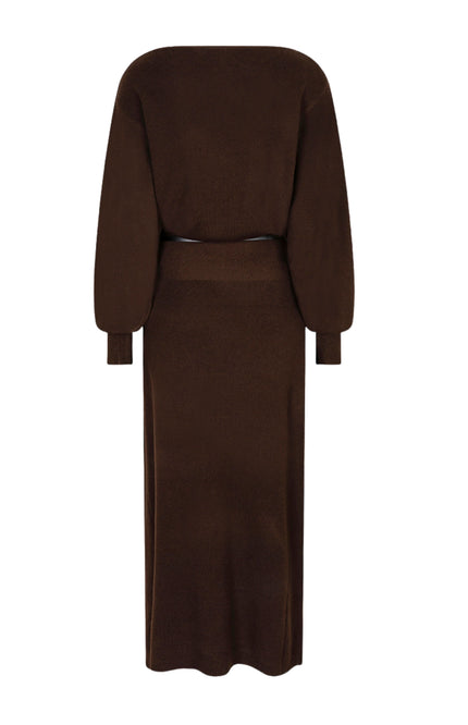 Jurk Long Boatneck Knit Dark Coffee W26.18708