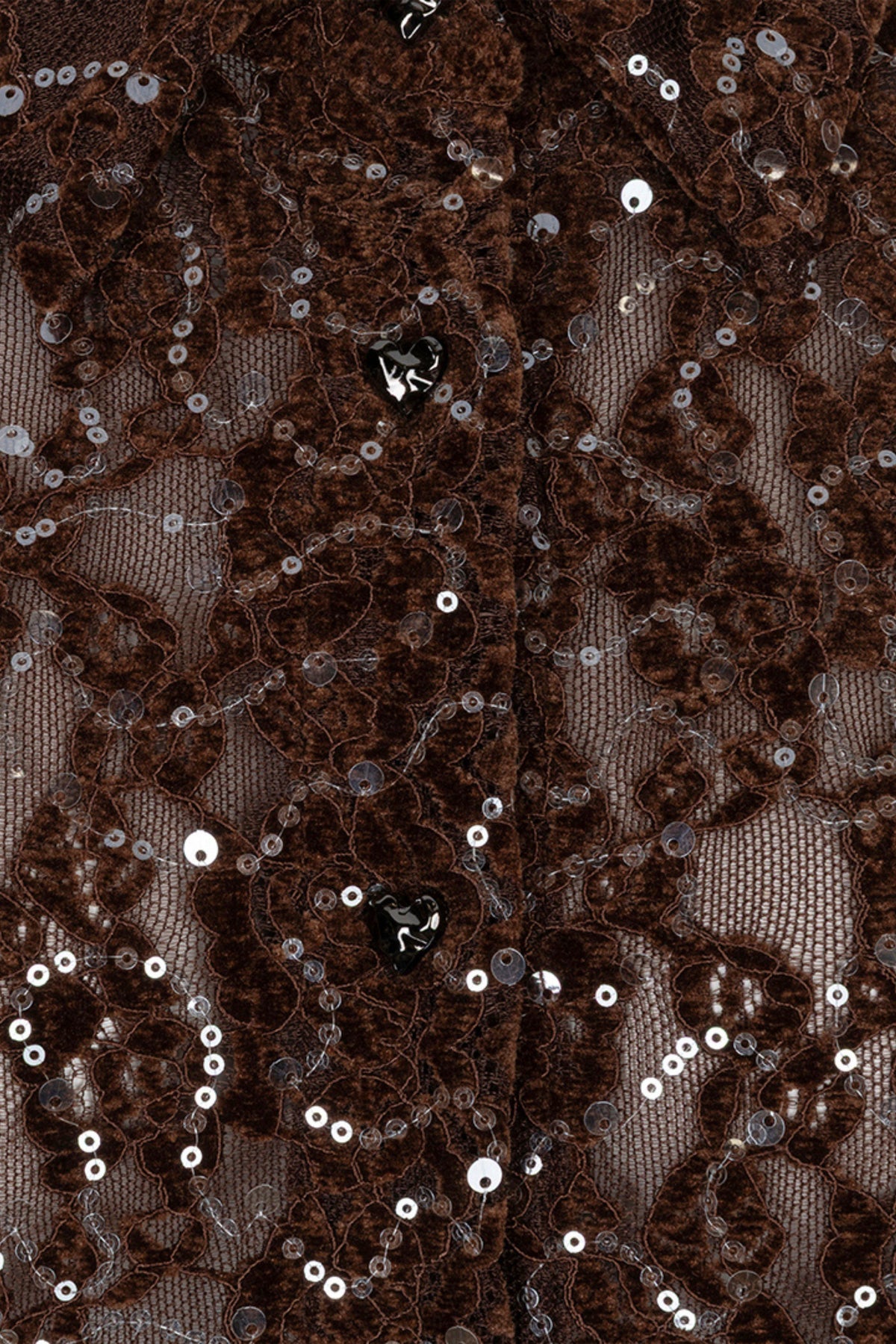 Zwarte velvet blouse met kanten details en sequin accents van EsQualo, korte pasvorm en elegante uitstraling.