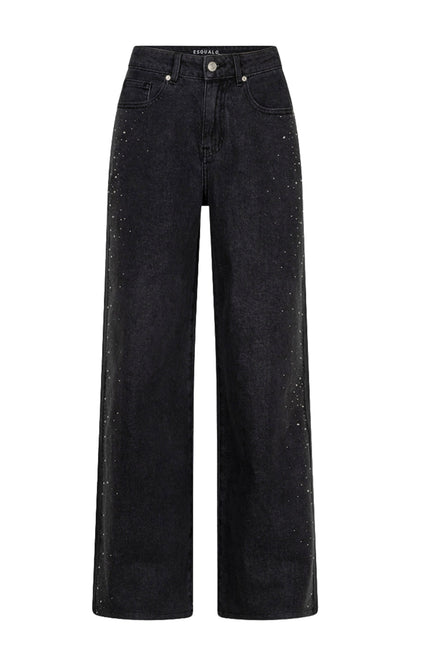 Jeans Wide Rhinestones Denim Black W26.12708