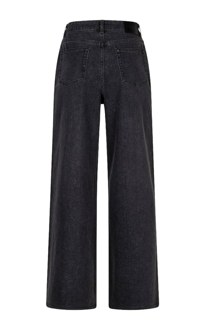 Jeans Wide Rhinestones Denim Black W26.12708