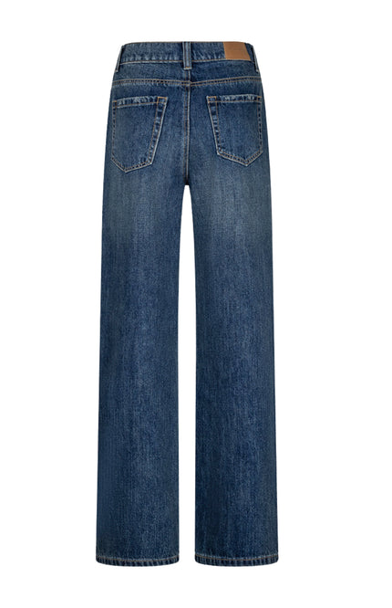 Jeans Wide Rhinestones Denim Dark Jeans Blue W26.12706
