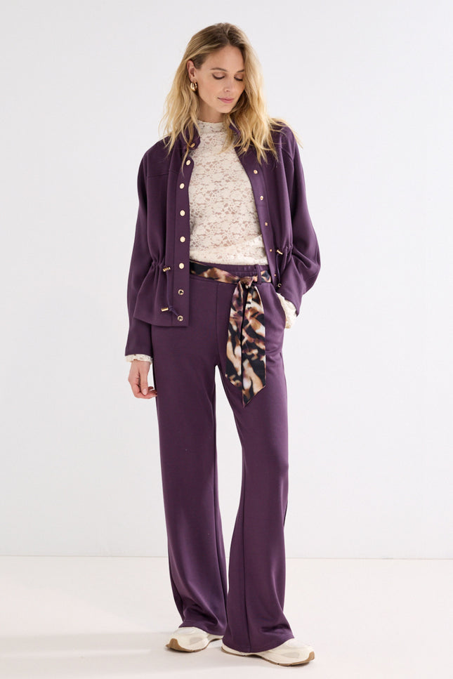 Broek Trousers Scarf Aubergine Noir C07-22-101