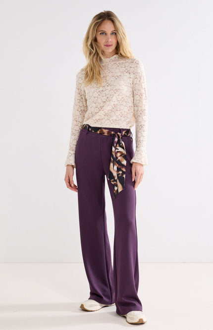 Broek Trousers Scarf Aubergine Noir C07-22-101