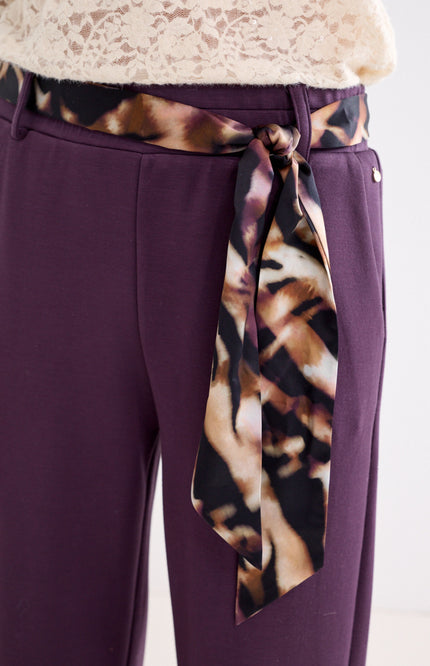 Broek Trousers Scarf Aubergine Noir C07-22-101