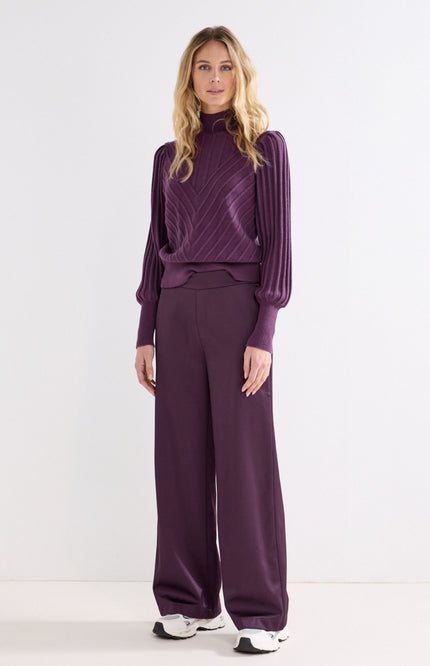 Broek Bonded Satin Aubergine Noir C14-22-101