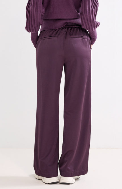 Broek Bonded Satin Aubergine Noir C14-22-101