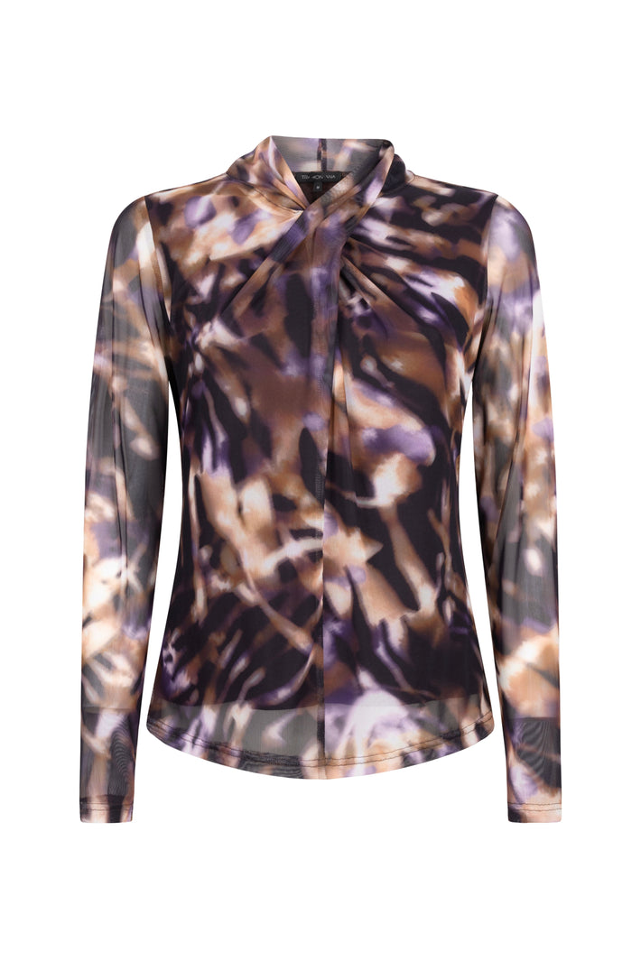 Lila wintertop Tramontana met eclipseprint en comfortabele pasvorm, perfect voor koude dagen.
