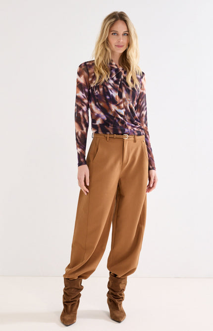 Broek Tailored Barrel Fit Cinnamon Melange C40-22-102