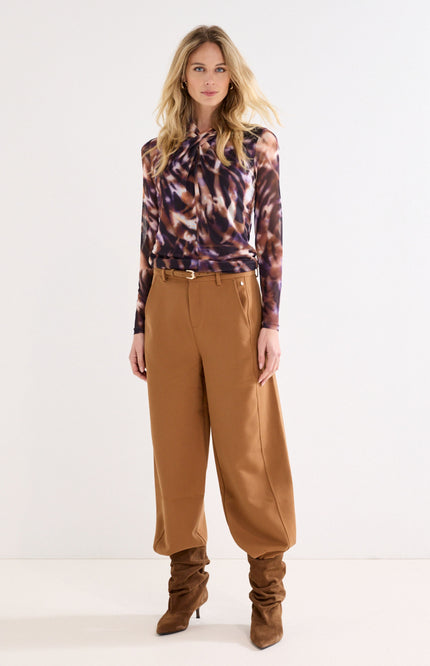 Broek Tailored Barrel Fit Cinnamon Melange C40-22-102