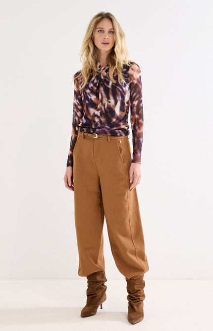 Broek Tailored Barrel Fit Cinnamon Melange C40-22-102