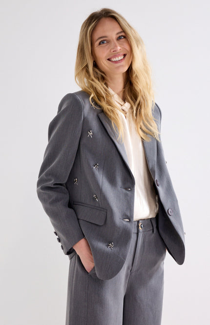Blazer Embellished Graphite Melange C40-22-801