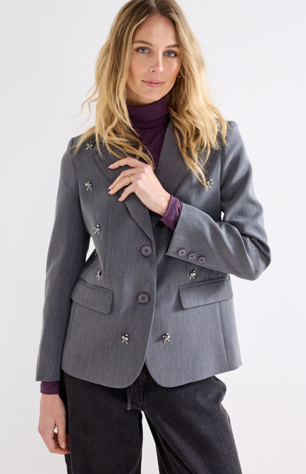 Blazer Embellished Graphite Melange C40-22-801