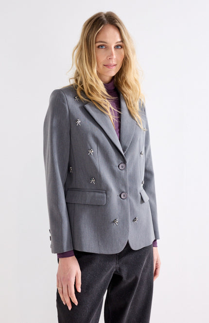 Blazer Embellished Graphite Melange C40-22-801