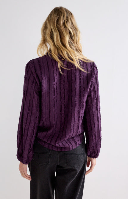 Blouse Textured Stripe Blouse Aubergine Noir C55-22-301