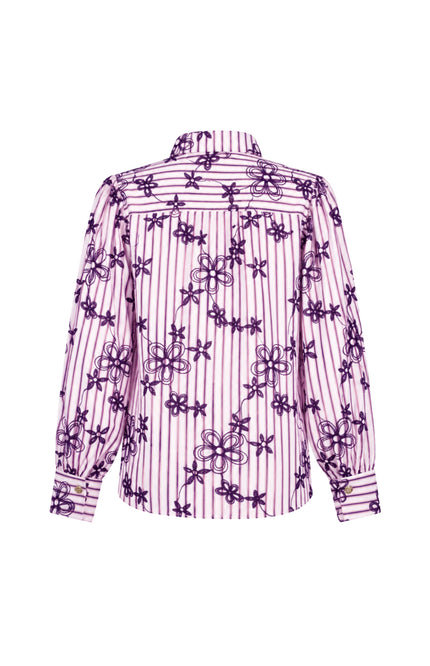 Blouse Striped Embro Aubergine Noir C56-22-301