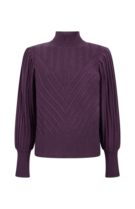 Trui Puff Sleeve Aubergine Noir Y01-22-601