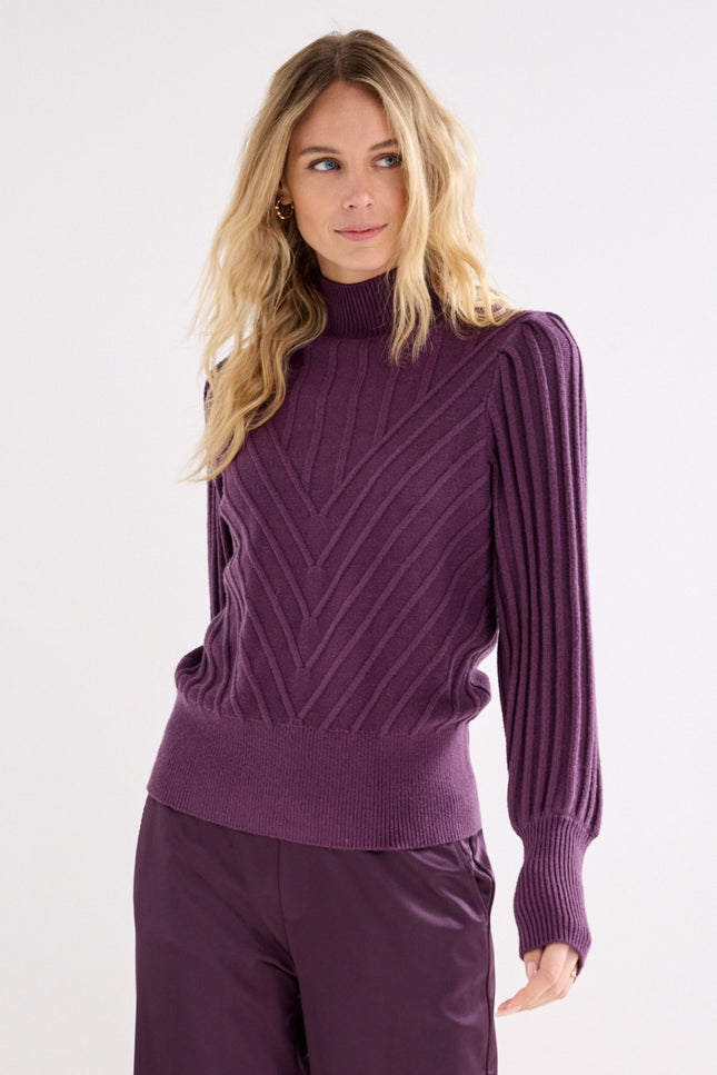 Trui Puff Sleeve Aubergine Noir Y01-22-601