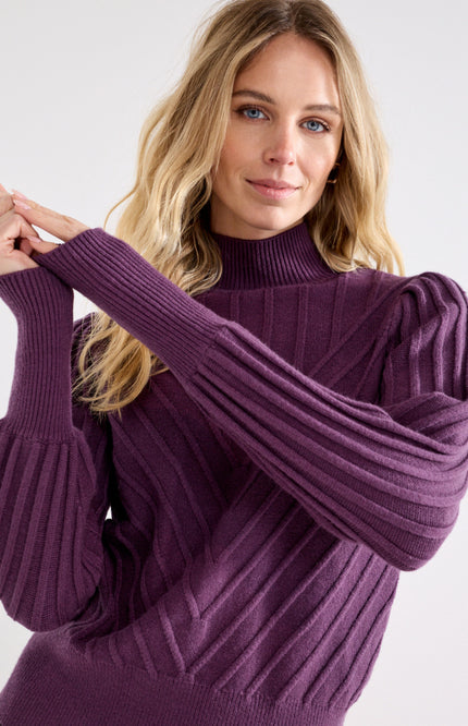 Trui Puff Sleeve Aubergine Noir Y01-22-601