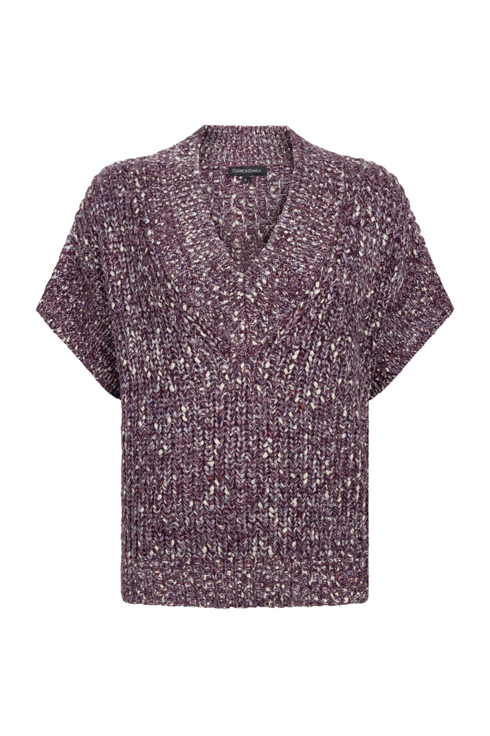 Diepe paarse mouwloze trui met V-hals van Tramontana, geschikt voor een stijlvolle, comfortabele look.