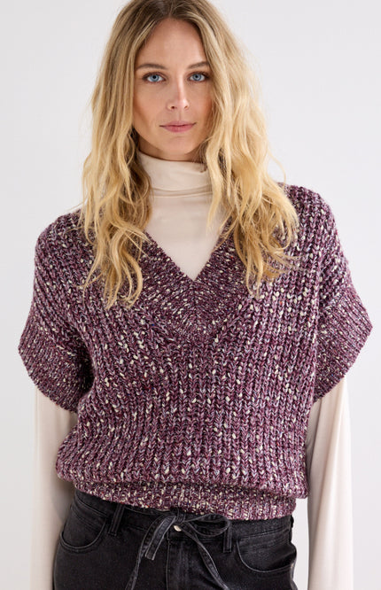 Trui Sleeveless V-Neck Deep Plum Y03-22-601