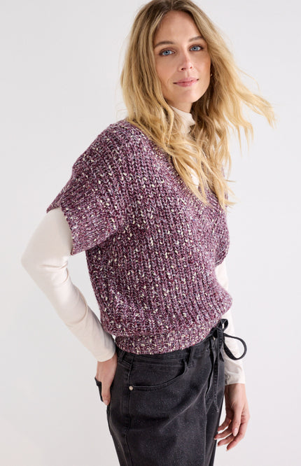 Trui Sleeveless V-Neck Deep Plum Y03-22-601