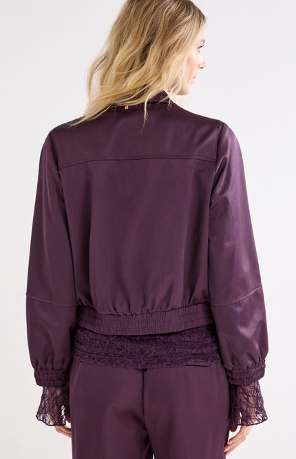 Jacket Bonded Satin Aubergine Noir C14-22-801