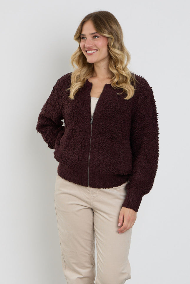 Bomber Knit Boucle Burgundy SRB5073