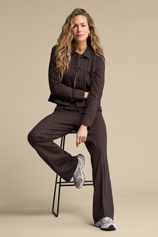 Broek Cleo Punta Pinstripe Espresso SRB5050 L33