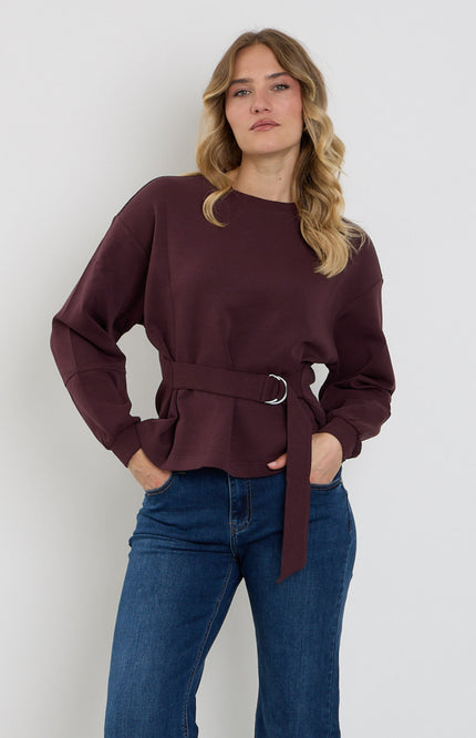 Top Shakira & Belt Scuba Burgundy SRB4996