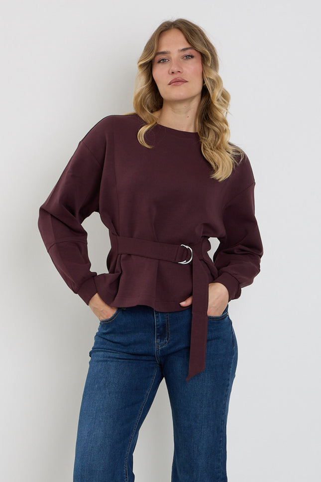 Top Shakira & Belt Scuba Burgundy SRB4996