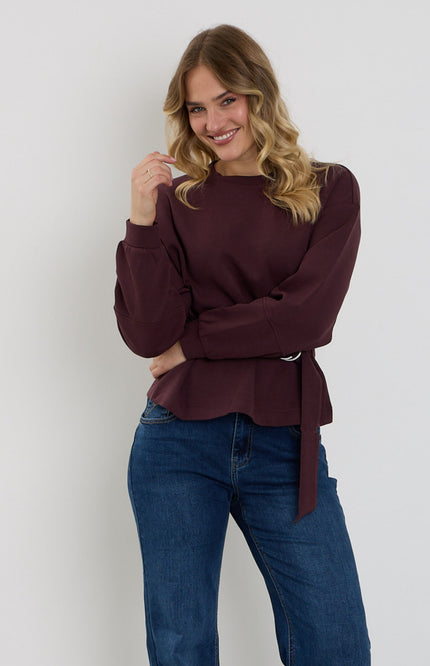 Top Shakira & Belt Scuba Burgundy SRB4996