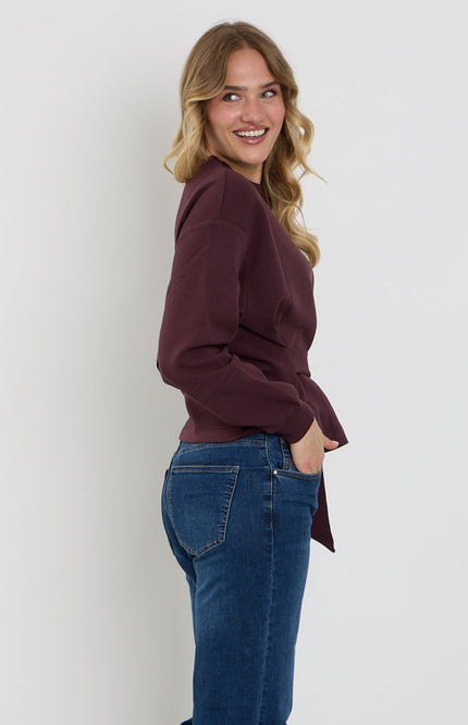 Top Shakira & Belt Scuba Burgundy SRB4996