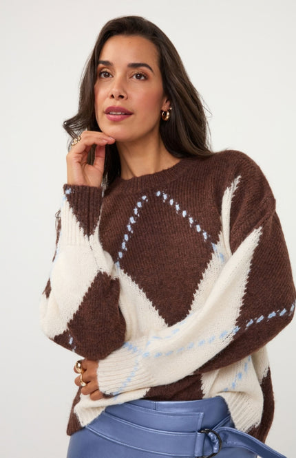 Sweater Big Argyle Coffee W26.02709