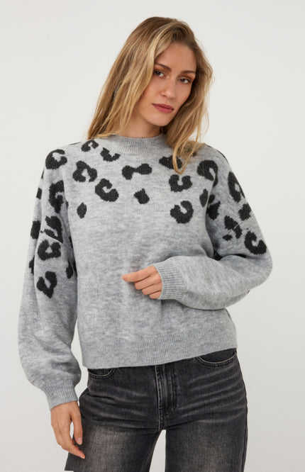 Trui Leopard Light Grey Melange W26.03704
