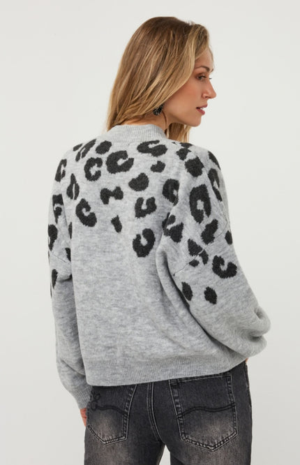 Trui Leopard Light Grey Melange W26.03704