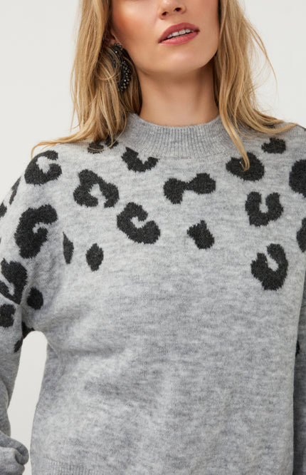 Trui Leopard Light Grey Melange W26.03704