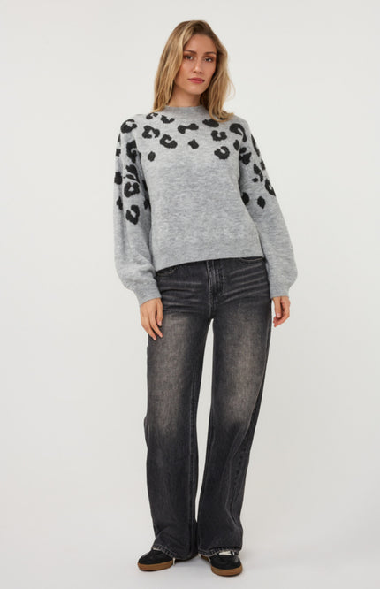 Trui Leopard Light Grey Melange W26.03704