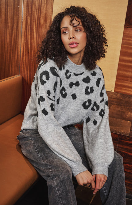 Trui Leopard Light Grey Melange W26.03704