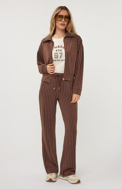 Jacket Short Modal Striped Coffee W26.05700