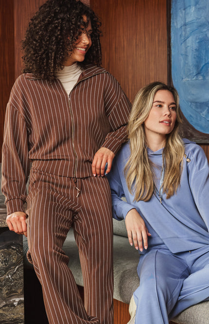 Jacket Short Modal Striped Coffee W26.05700