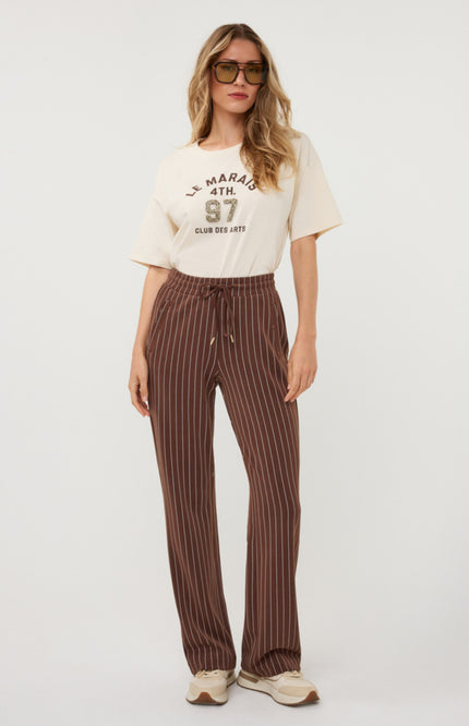 Broek Modal Striped Coffee W26.05702